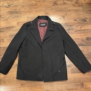 Guess Men's Elegant Black Pea Coat